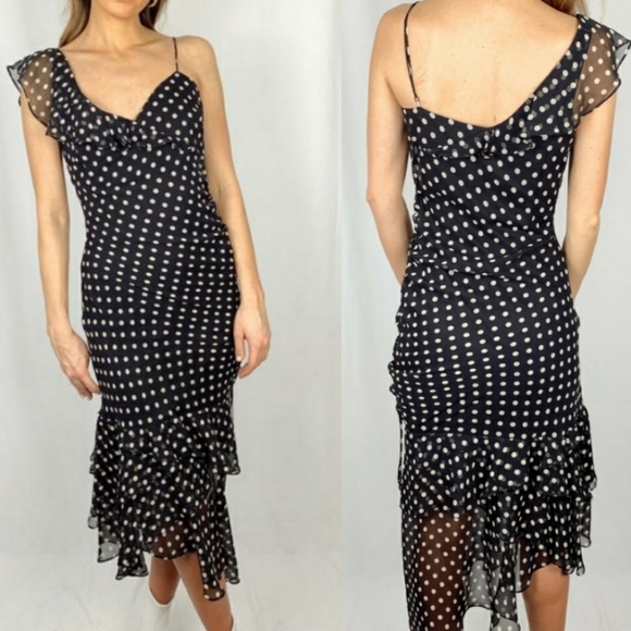 🎉HP🎊 NWOT 👗 Bcbgmaxazria silk polka dot dress 0 - Picture 6 of 8